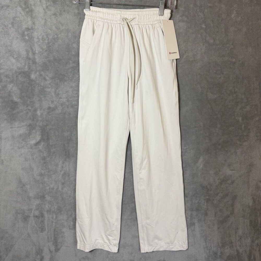NWT lululemon Soft Jersey Straight Mid Rise Pant Size 0 Cream Athleisure LW5FXKS